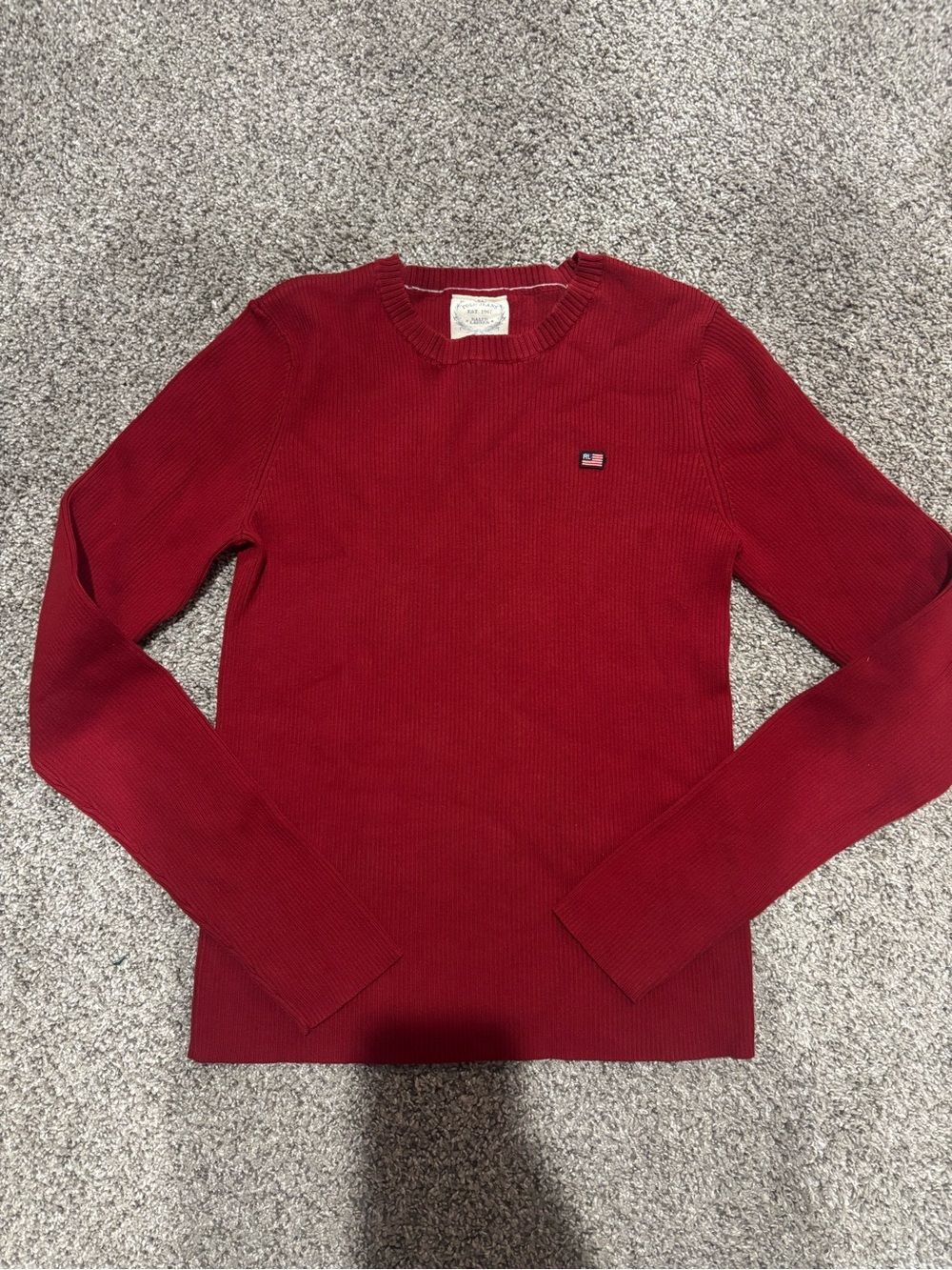 Vintage Ralph Lauren Women's Red Crewneck Ribbed Sweater